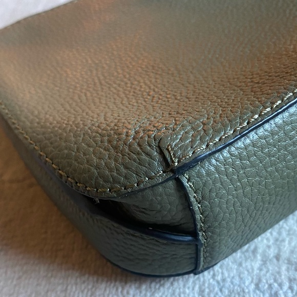 Leather Crossbody Pouch Clutch with Detachable Strap Green & Black - Picture 14 of 15